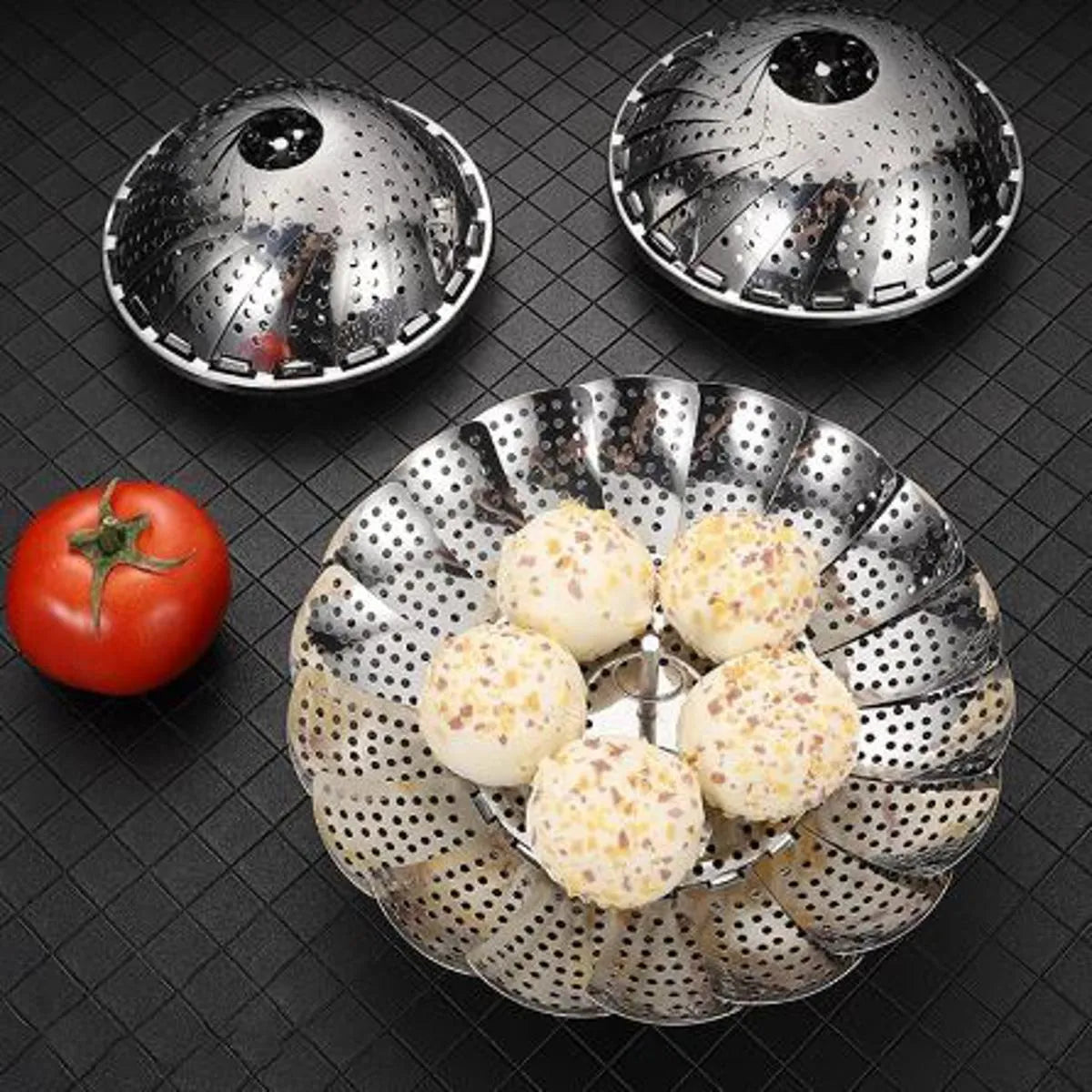 Stainless Steel Folding Expandable Vegetable Steamer Basket-Each