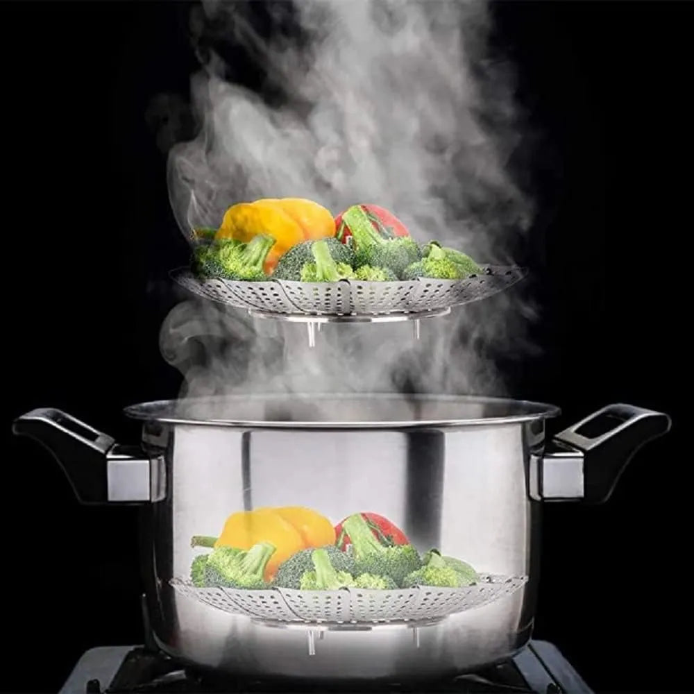 Stainless Steel Folding Expandable Vegetable Steamer Basket-Each