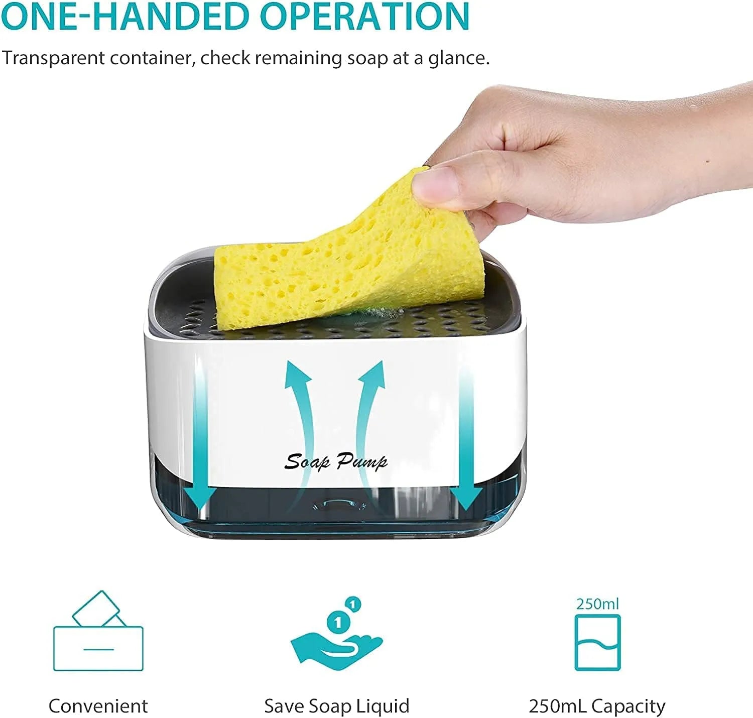 2-in-1 Dish Soap Pump Dispenser and Sponge Holder