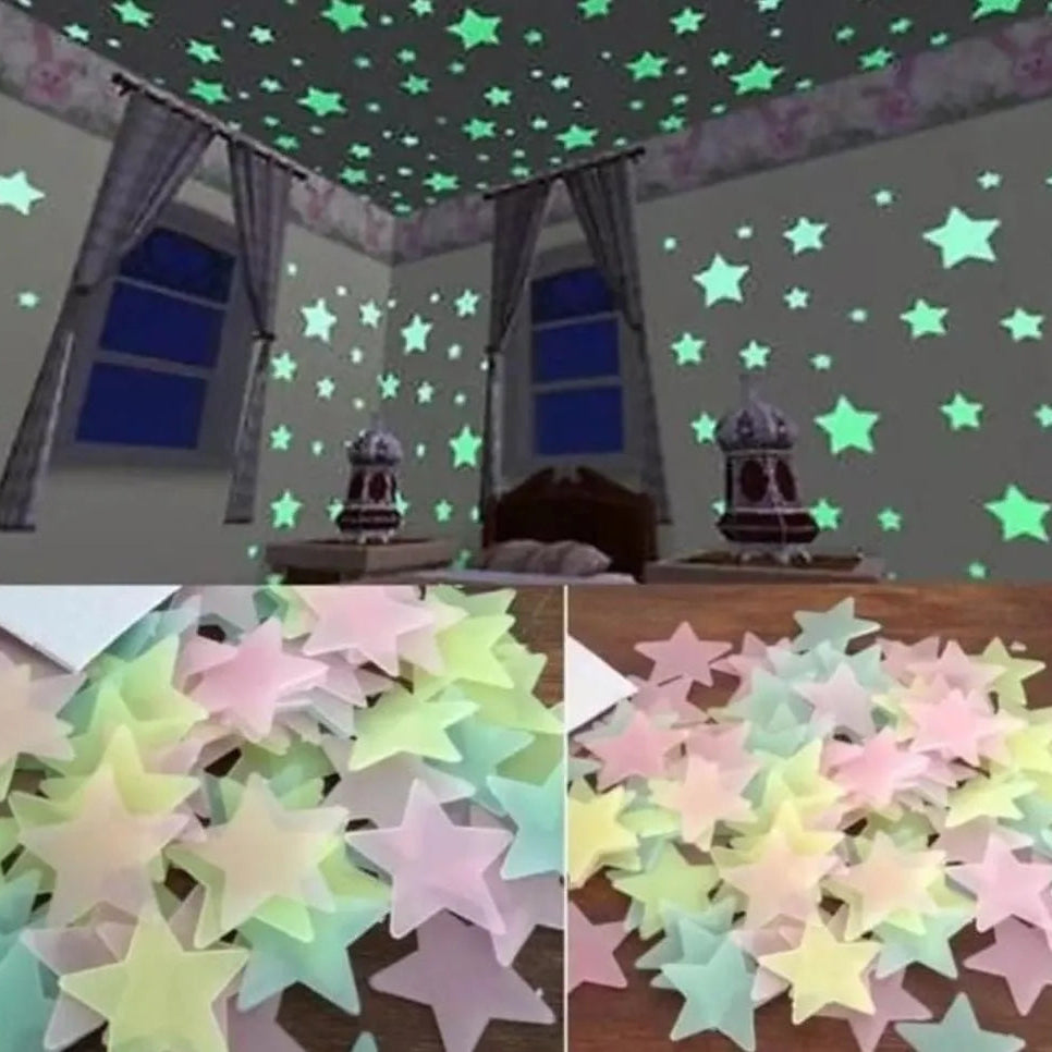Glow In The Dark Star Wall Stickers Set