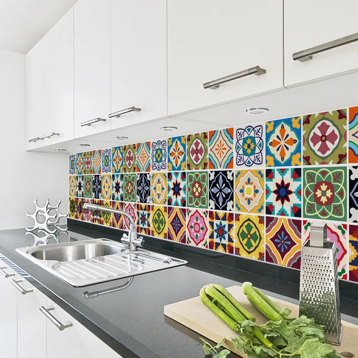 12-Pcs Traditional Mandala Tile Wall Stickers