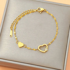Elegant Gold Heart Charm Bracelet - Each