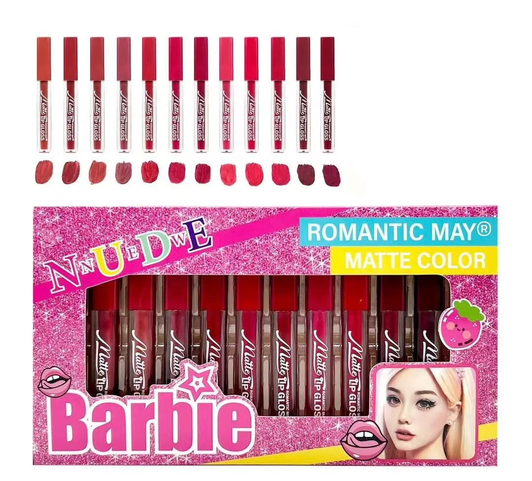 Ks-One NNuEdwE Barbie Inspired Matte Color Lip Gloss - Pack of 12