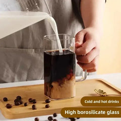 Modern Square Borosilicate Glass Cups with Colored Handles -400ml