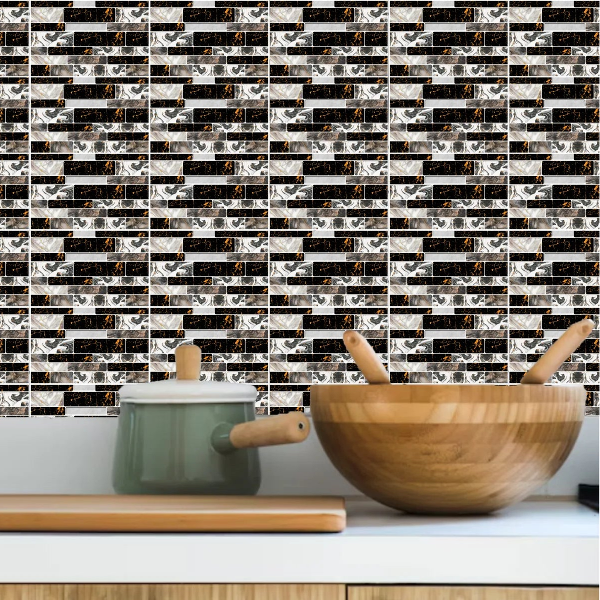 Self-Adhesive 3D Mosaic Tile Wall Stickers-24 pcs set