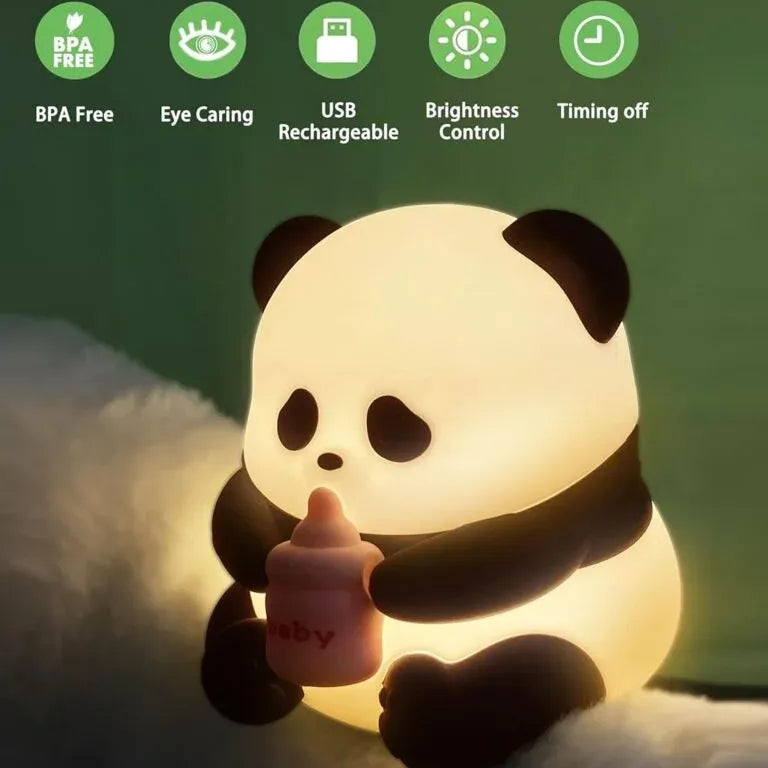 Cute Panda silicone Night Light chargeable lamp