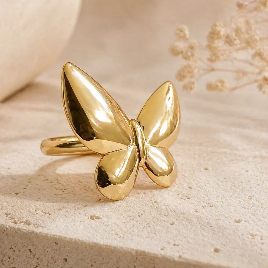 Gold Smooth Butterfly Ring - Each