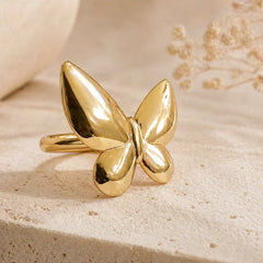Gold Smooth Butterfly Ring - Each