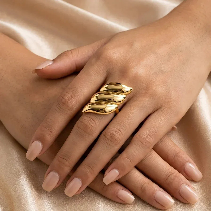 Gold Smooth Triple Wave Ring - Each