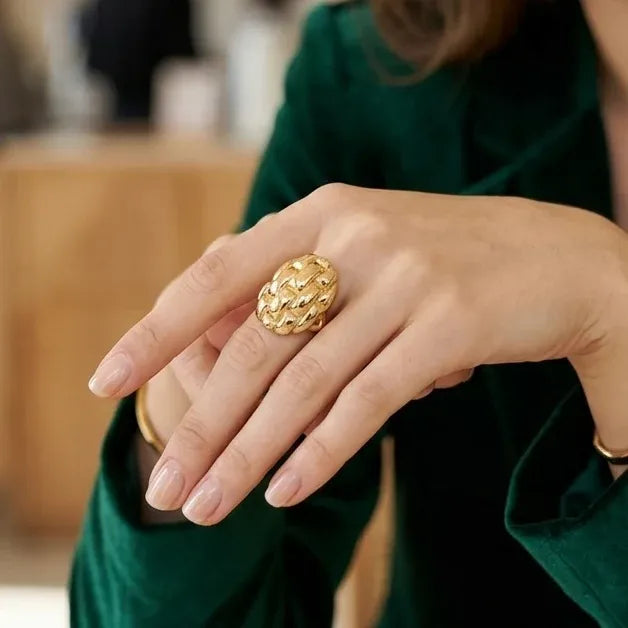 Gold Braided Oval Ring