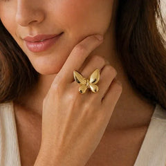 Gold Smooth Butterfly Ring - Each