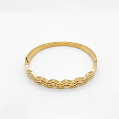 Gold Plated Wavy Layered Bangle