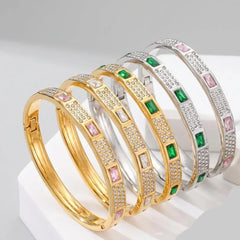Stainless Steel Oval Gemstone Link Bracelet