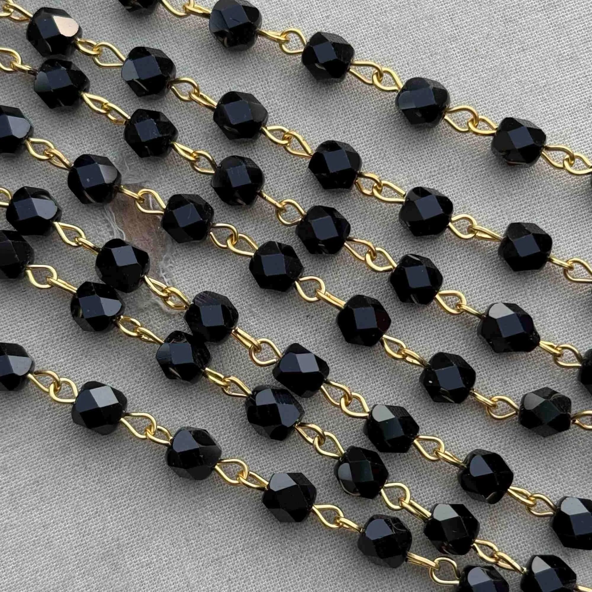 Black Faceted Crystal Bead Permanent Bracelet