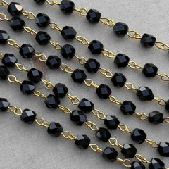 Black Faceted Crystal Bead Permanent Bracelet