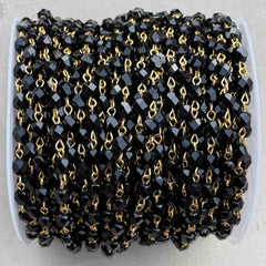 Black Faceted Crystal Bead Permanent Bracelet