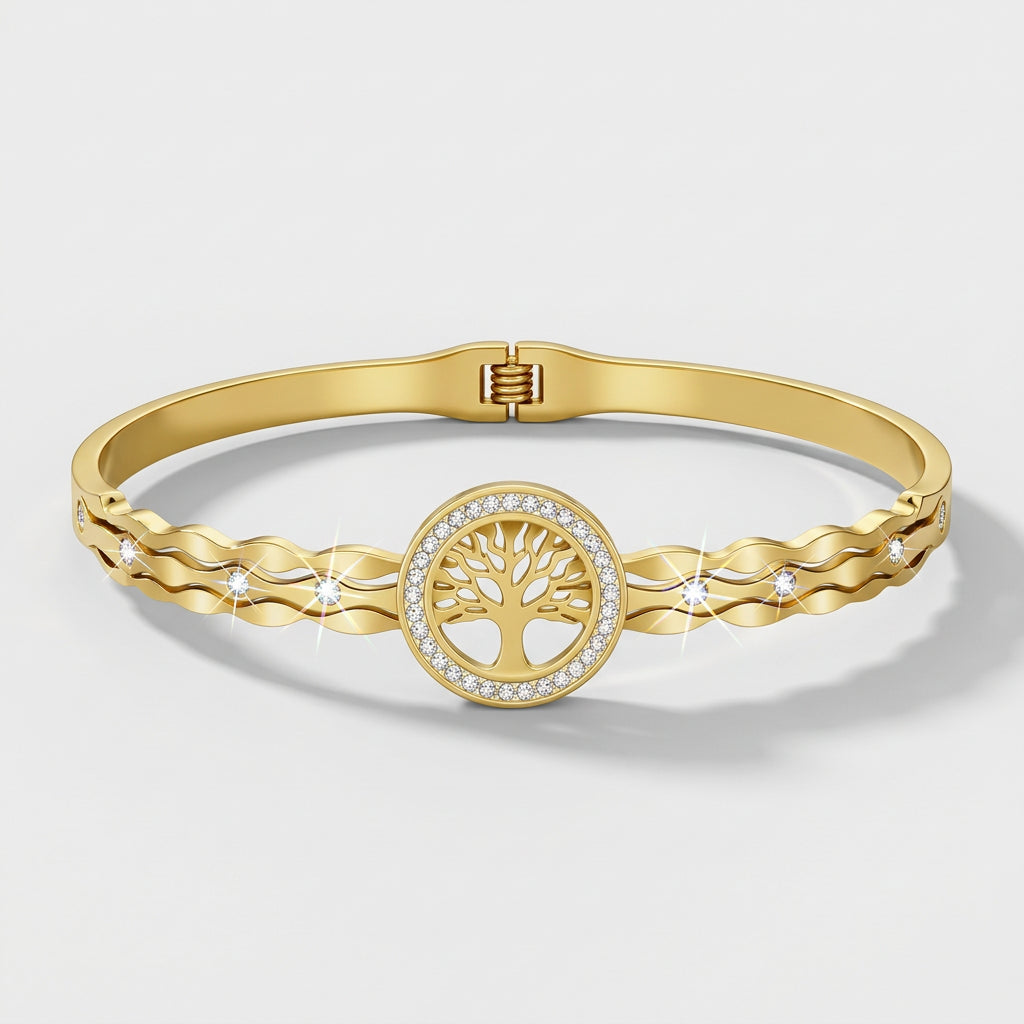 Gold Plated Tree of Life Crystal Bracelet