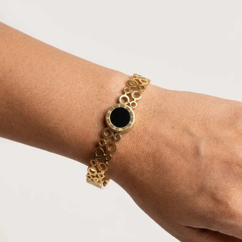Gold Plated Black Bubble Bracelet