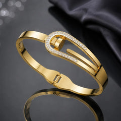  Gold Plated Horseshoe Crystal Bangle Bracelet