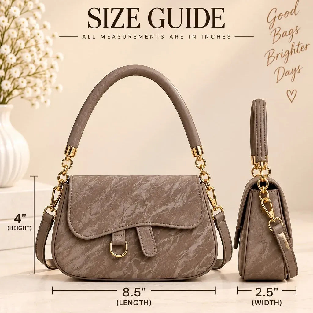Marble Pattern Flap Crossbody Handbag