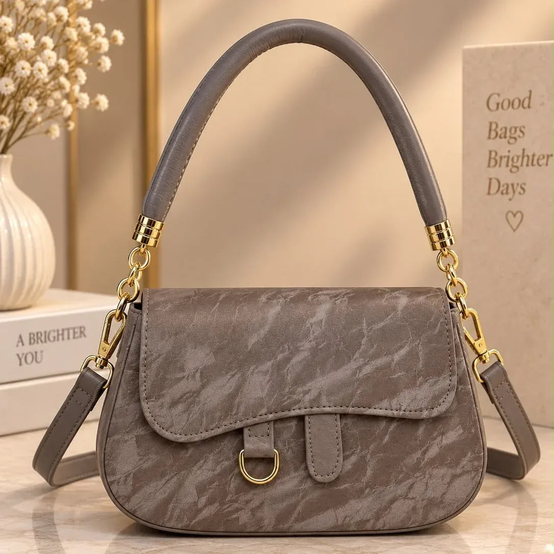 Marble Pattern Flap Crossbody Handbag