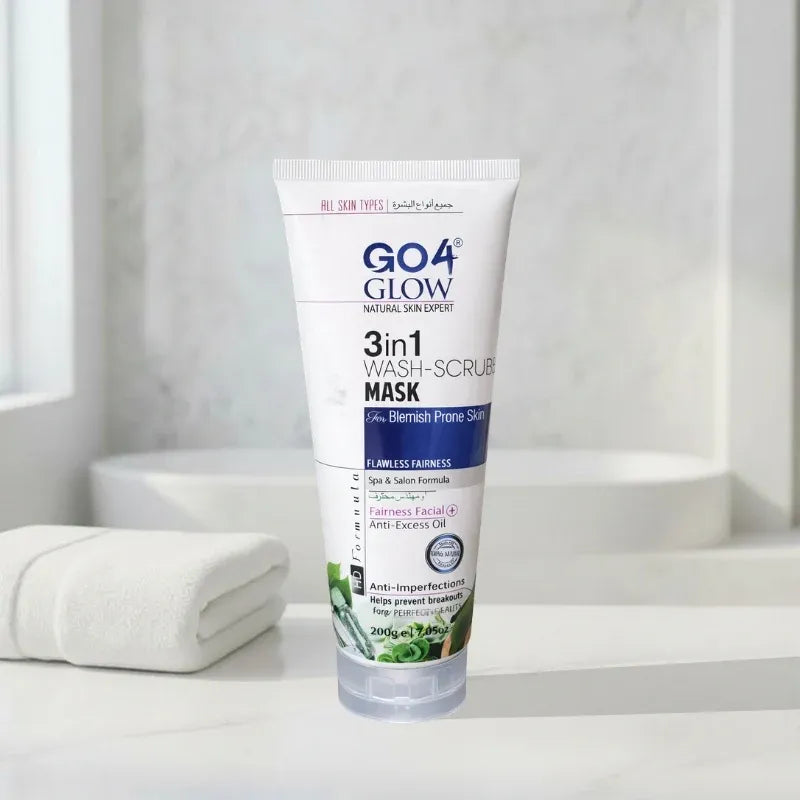GO4 GLOW 3 in 1 Wash Scrub Mask For Blemish Prone Skin - 200g