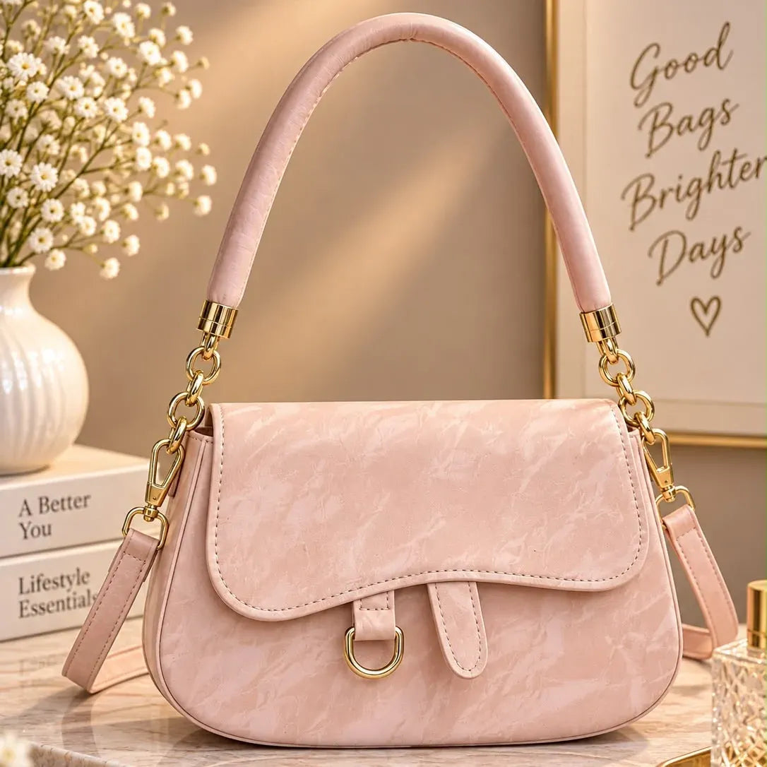 Marble Pattern Flap Crossbody Handbag