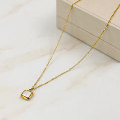 Gold-Plated Square Pendant Chain Necklace