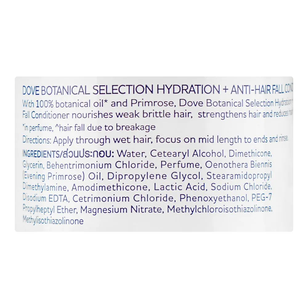 Dove Botanical Selection Hydration + Anti-Hair fall Conditioner, Paraben Free, For Brittle and Weak Hair - 450ml