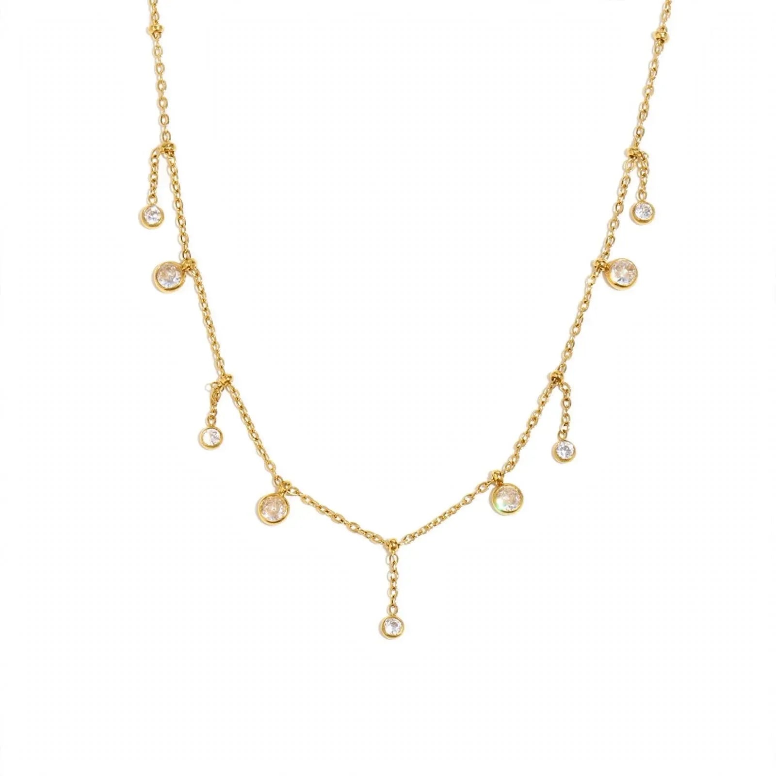 Gold Crystal Dangle Charm Necklace