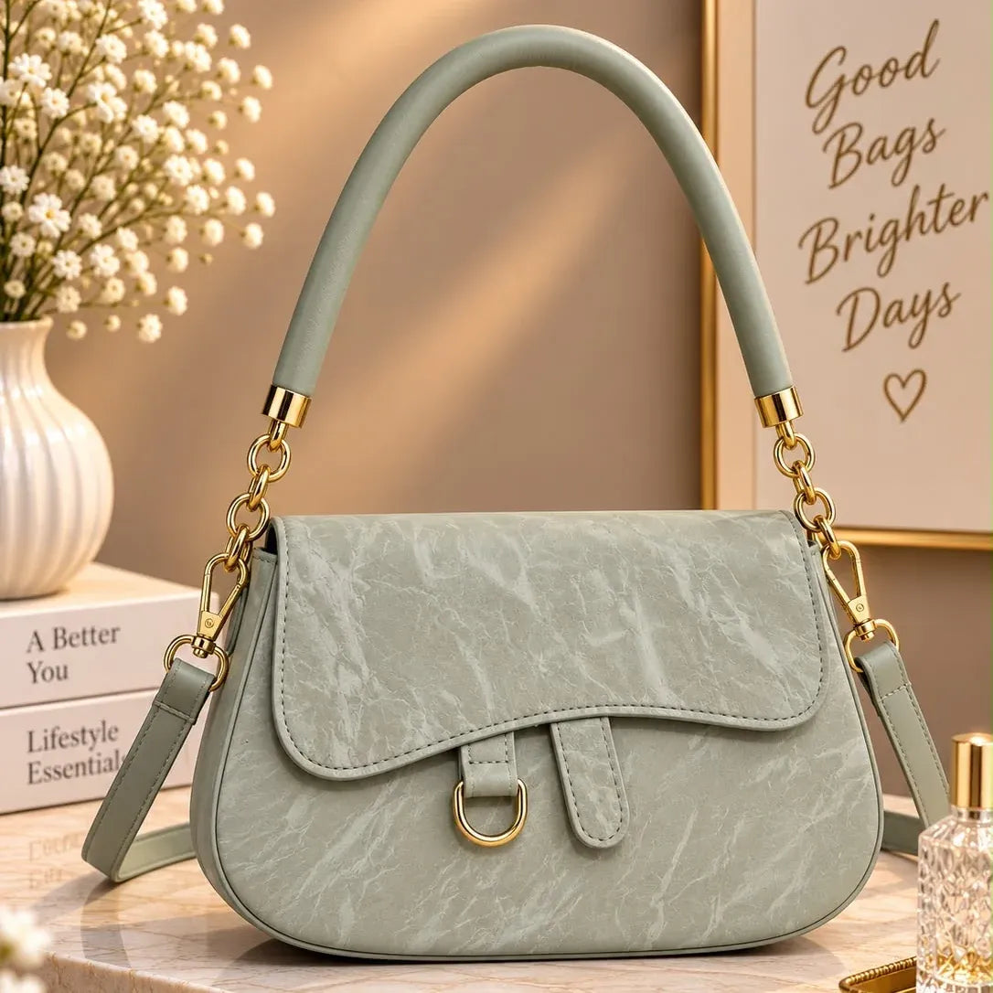 Marble Pattern Flap Crossbody Handbag