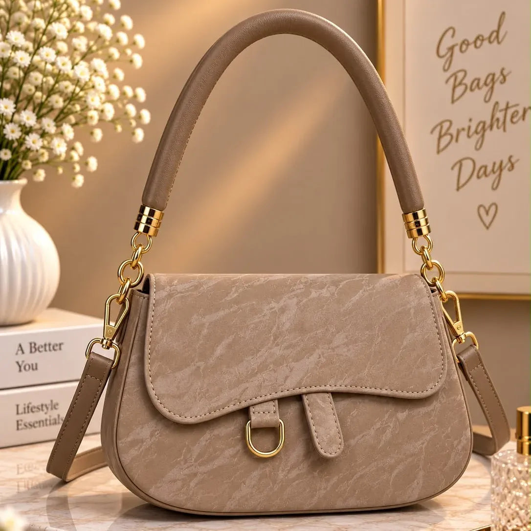 Marble Pattern Flap Crossbody Handbag
