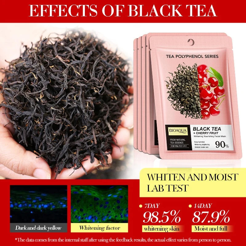 BIOAQUA Black Tea & Cherry Fruit Whitening Nourishing Facial Sheet Mask - 25ml - Each