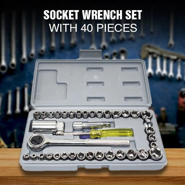 40pcs Socket Wrench Tool Kit & Screwdriver And Socket Set