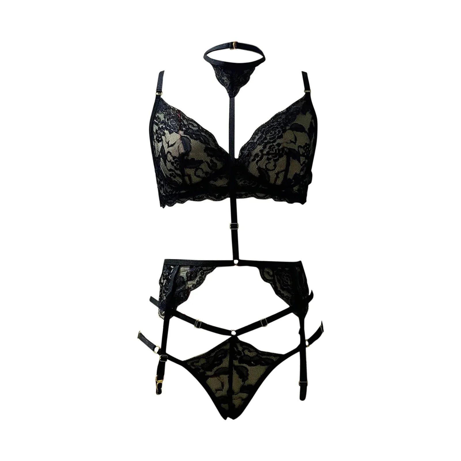 Lace Lingerie Set with Garters – Style 7090