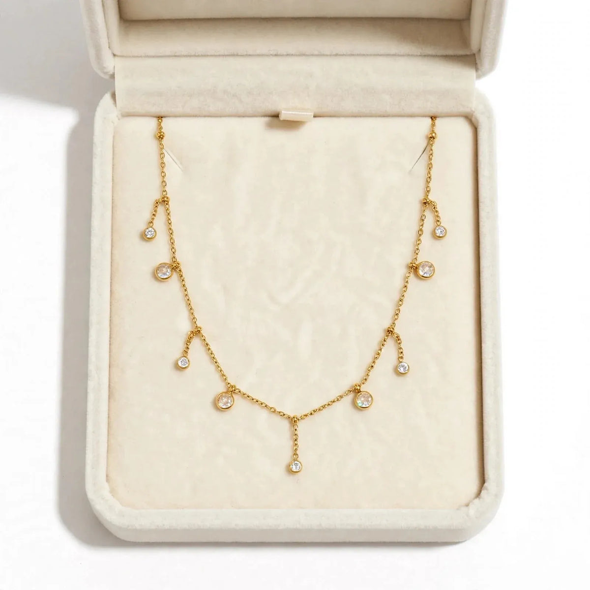 Gold Crystal Dangle Charm Necklace