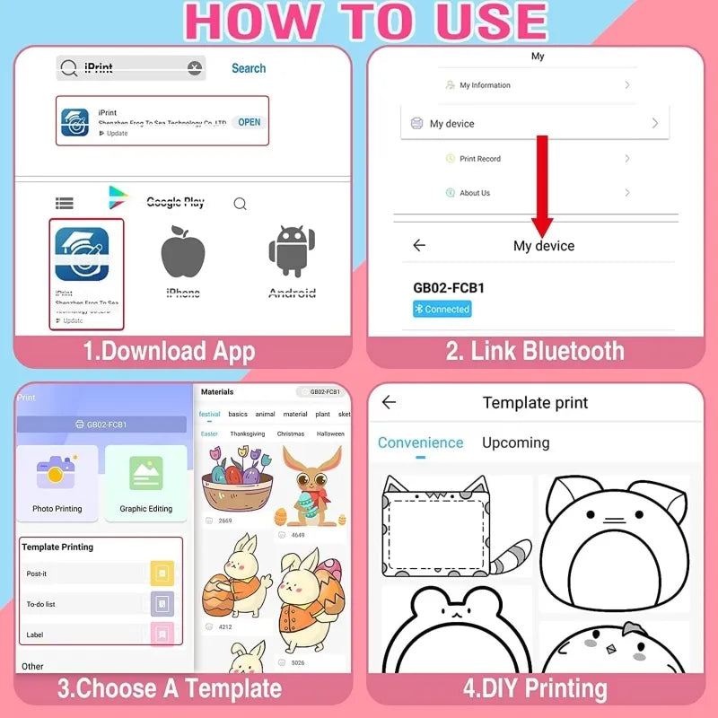 MINI PRINTER Adhesive Small Portable Bluetooth Printer