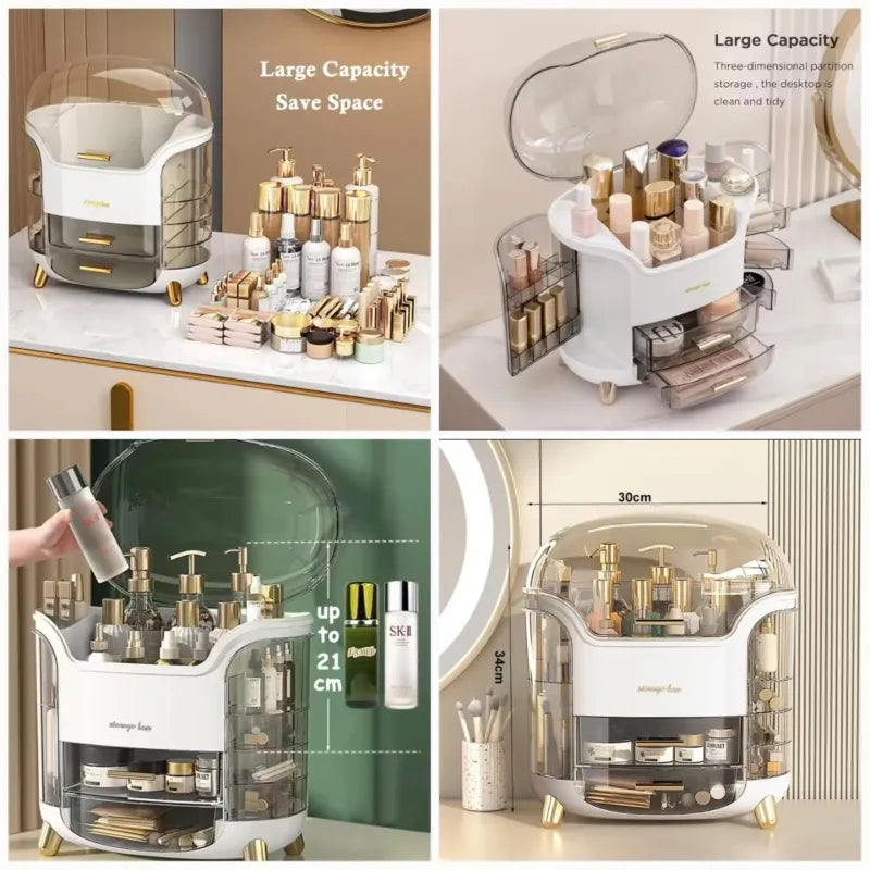 Luxury Cosmetic Organizer, Dustproof and Waterproof Makeup Vanity Organizer