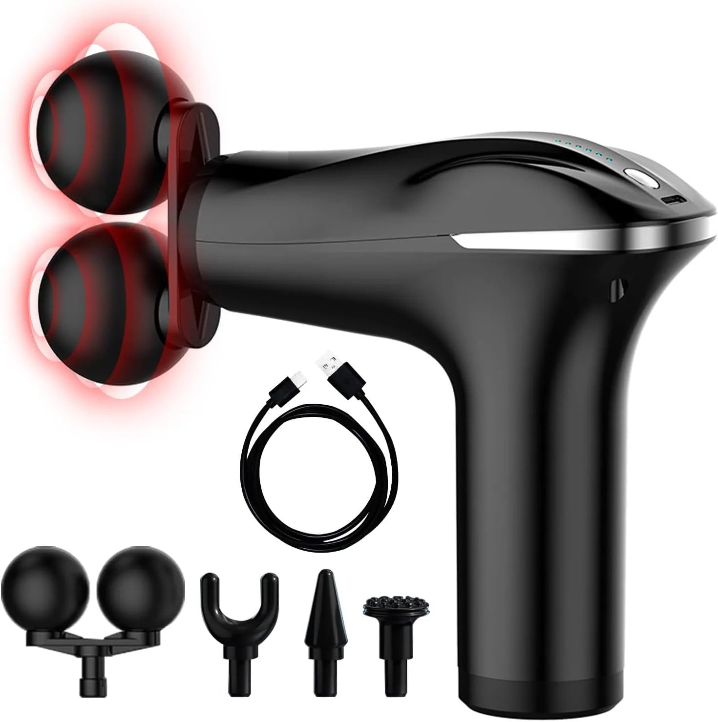 Massage Gun Electric 5 in 1 Double-Headed Electric Massager Gun Full Body Massager