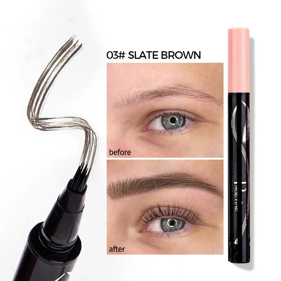Precision Liquid Eyebrow Pen – 4-Sided Angle Tip & Waterproof Formula
