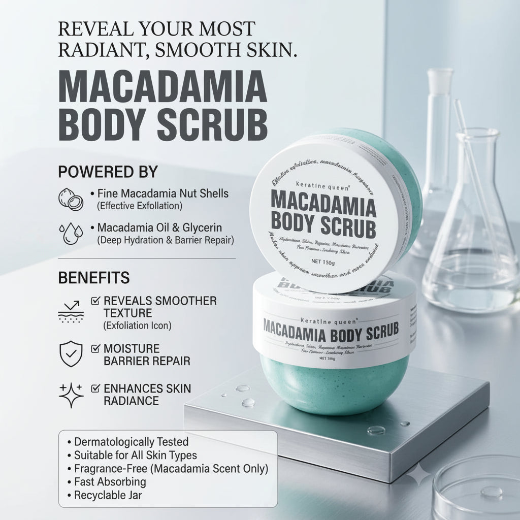 Keratine Queen Macadamia Body Scrub  - 150g