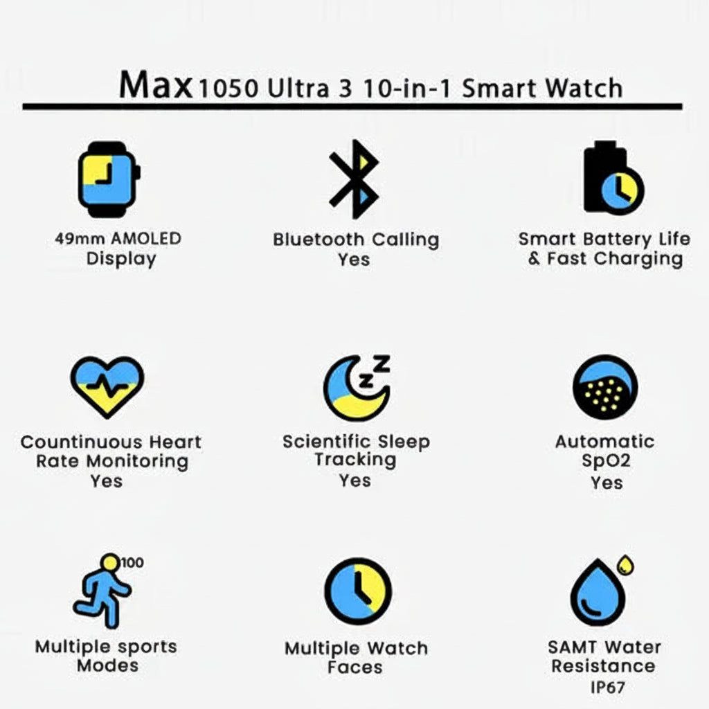 Maixinn Max 1050 Ultra 3 Smart Watch 10 in 1