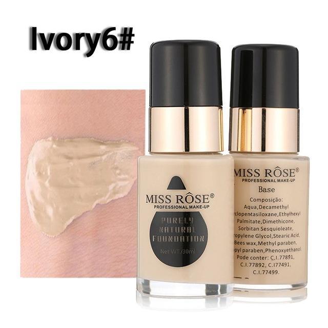 Miss Rose Waterproof Moisturizing Oil Free Full Coverage Foundation - 30ml