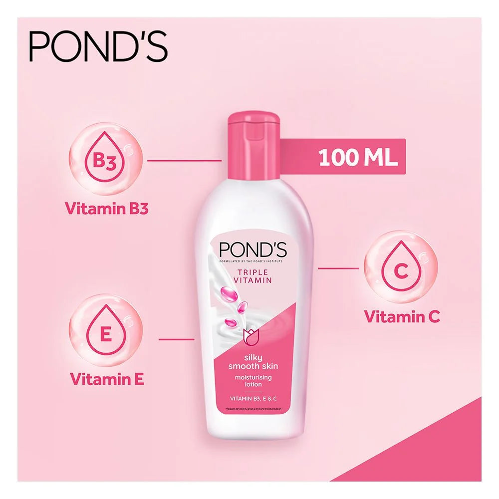 Pond's Triple Vitamin Moisturizing Lotion, Silky Smooth Skin
