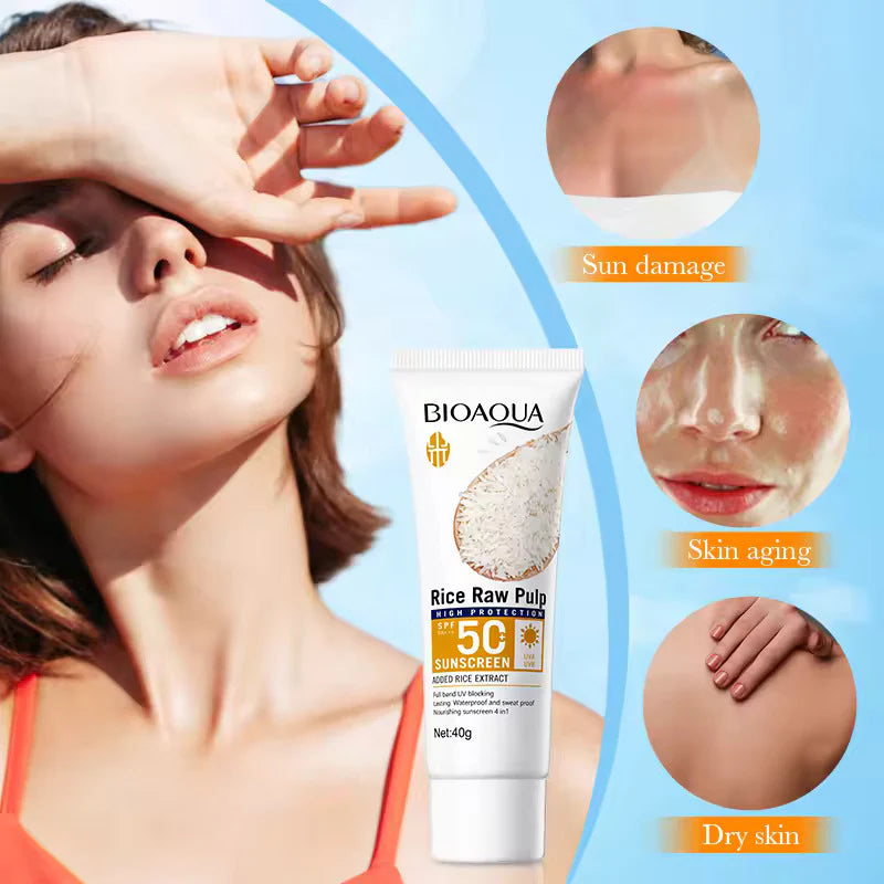Bioaqua Rice Raw Pulp SPF 50 Sunscreen – 40g
