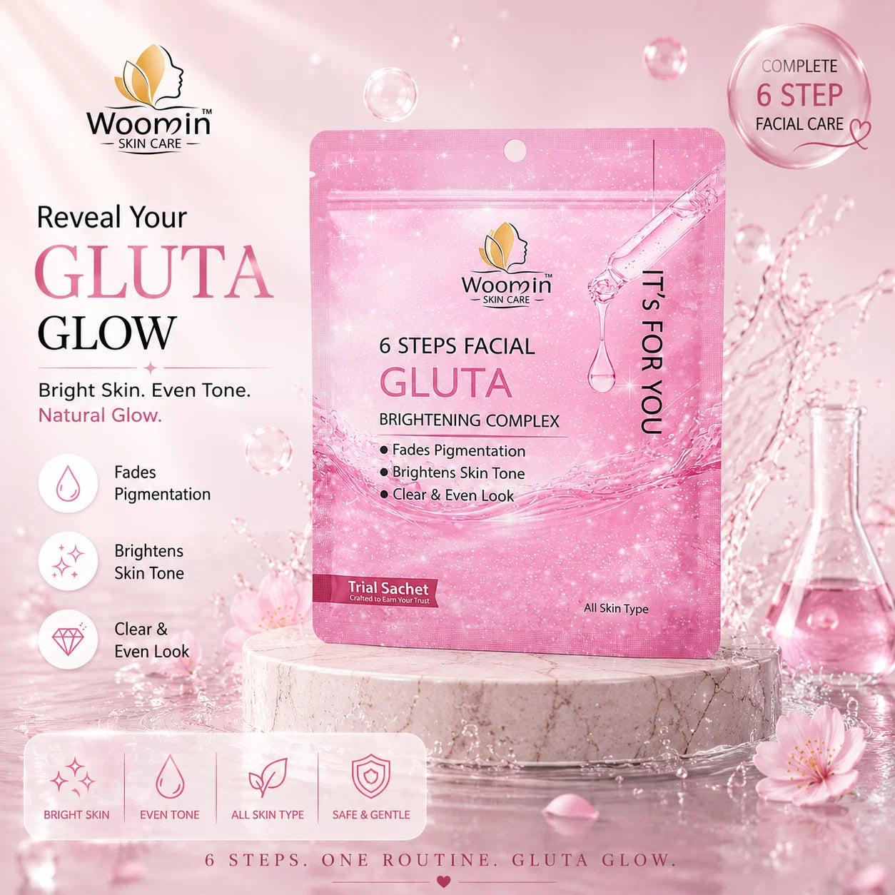 Woomin Skin Care 6 Steps Gluta Facial Kit