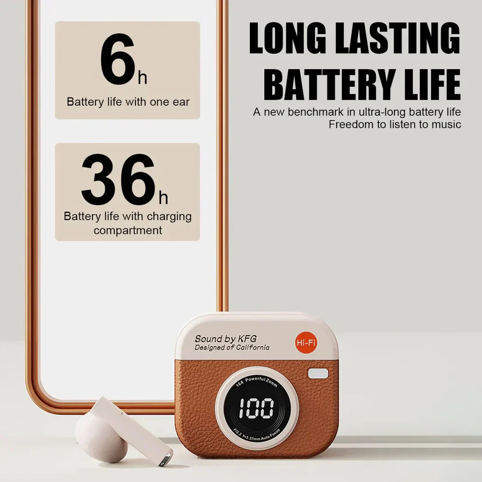 X73 Retro Camera Design TWS Wireless Earbuds
