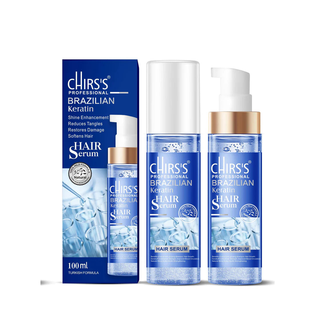 Chirs's Keratin Shampoo + Hair Serum Pack Of 2 Bundle