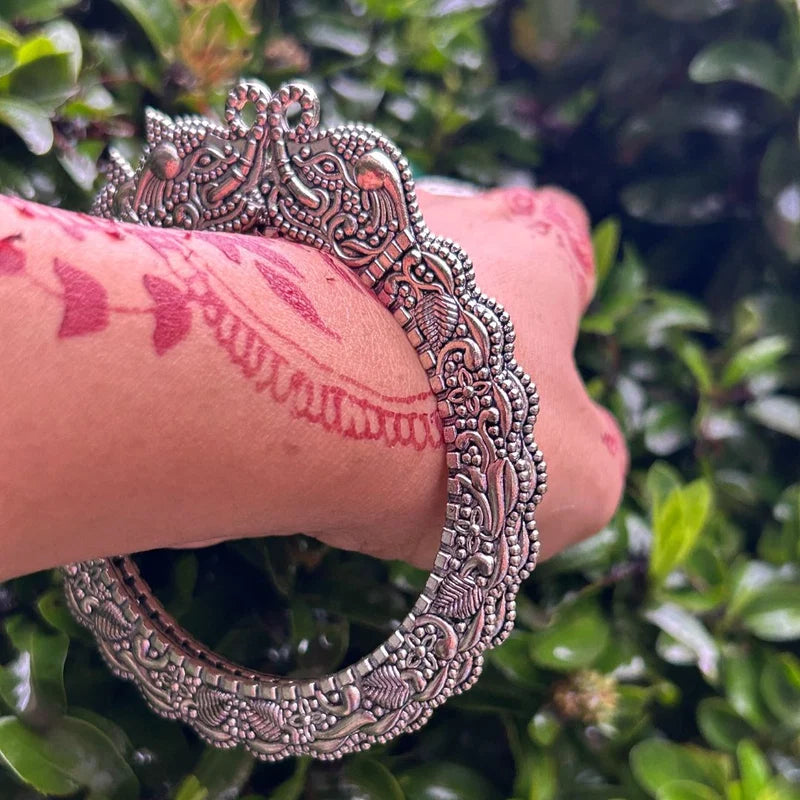 Rigel Elephant Oxidised Bangles - Each Set