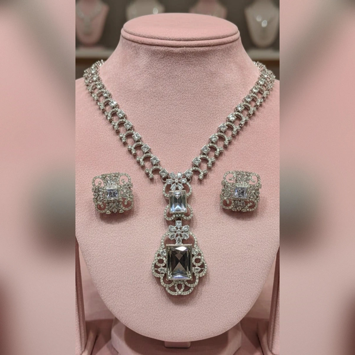 Zircon Necklace and Earrings set